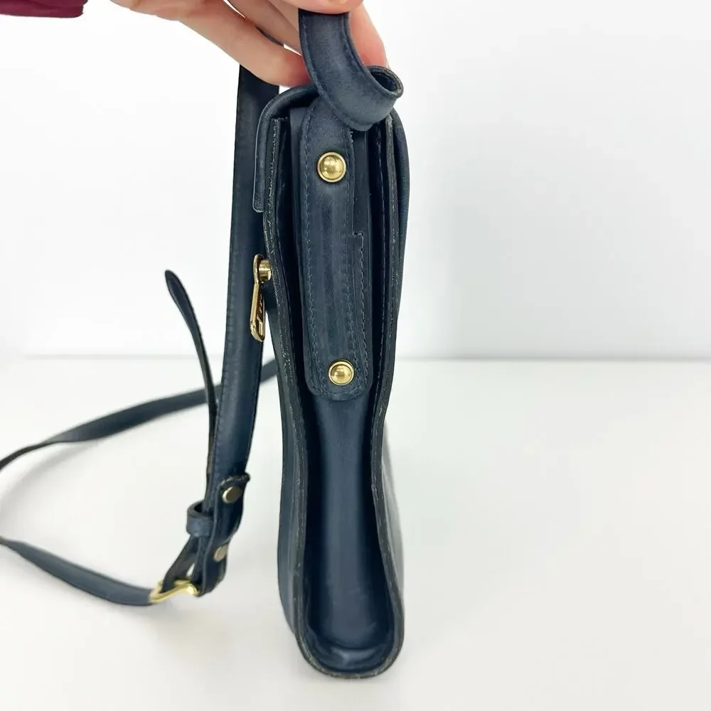 Coronado Leather Blue Leather Flap Messenger Crossbody Bag - Picture 6 of 11